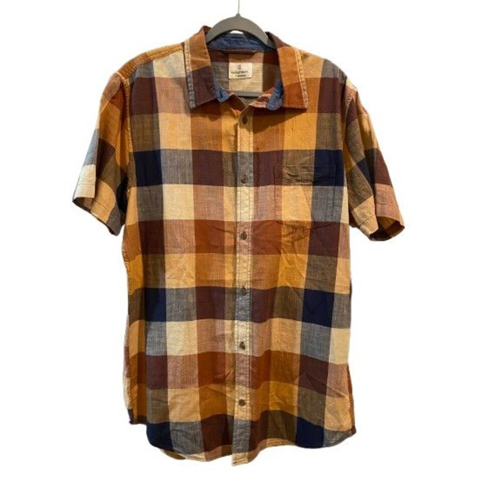 Men's Large Tall Shirt Button-up Short Sleeve Collared Mutual Weave Cotton NWT